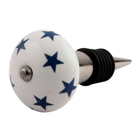 Slate Blue Star Ceramic Wine Stopper